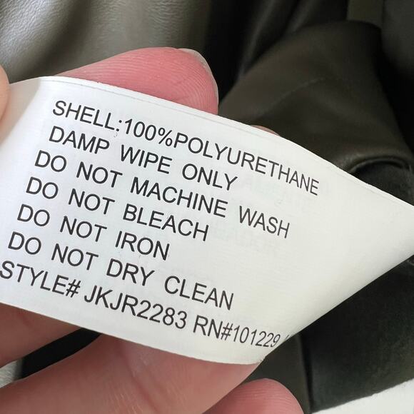 Stoosh Faux Leather Shacket Medium Women Shirt Jacket Olive Green Button Relaxed - Picture 6 of 8